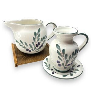 Fortebraccio Ceramiche Dipinto a mana Vintage Set of 2 Pitchers Made in Italy